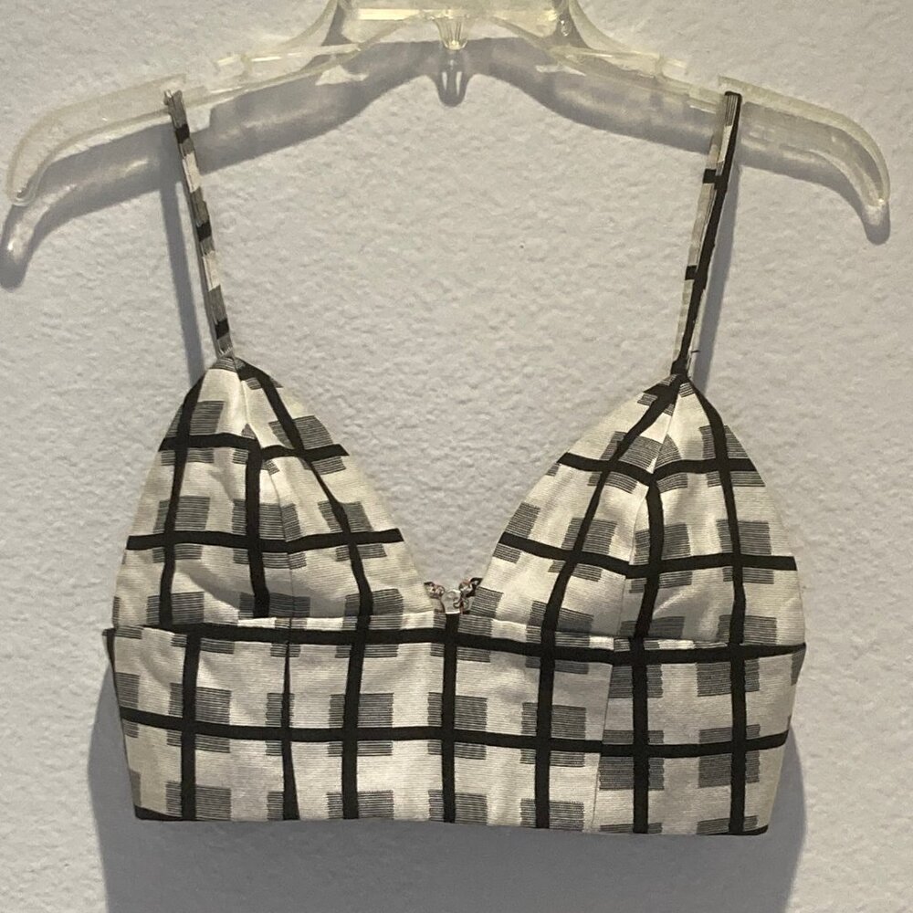 NBD Bustier/Crop Top in White Black Size 28"